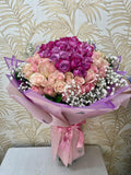 M-11 Bouquet de 72 Rosas Rosadas y Lilas