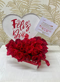 Caja de rosas naturales en forma de corazón con mensaje personalizado en Bucaramanga