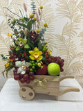 F-09 Carretilla Floral Premium con Orquídeas y Frutas