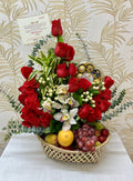 F-01 Canasta de frutas rosas y orquídeas